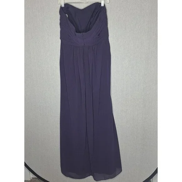 💙 David's Bridal Plum Chiffon Strapless Maxi Dress Size 12 Formal, bridesmaid, - Picture 8 of 8